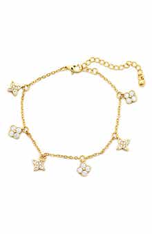 Panacea Cubic Zirconia Clover Charm Bracelet
