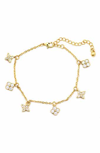 Panacea Cubic Zirconia Clover Charm Bracelet