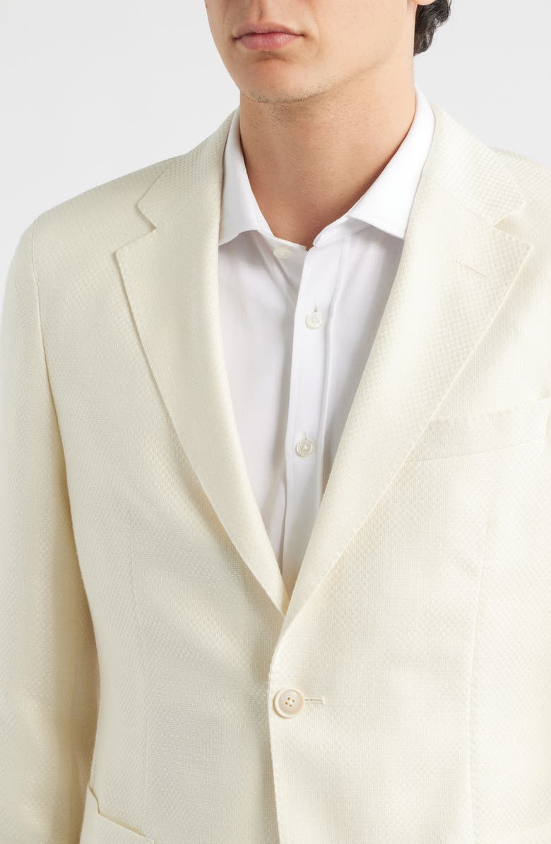 BOSS Heston Slim Fit Off White Textured Wool & Silk Blend Sport Coat, Alternate, color, Open White