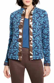 NIC+ZOE Quilted Faux Leather Trim Jacket