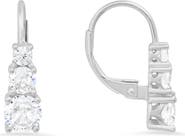 Queen Jewels Sterling Silver Triple Cubic Zirconia Leverback Earrings