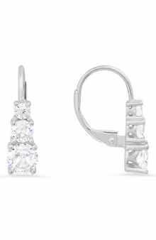 Queen Jewels Sterling Silver Triple Cubic Zirconia Leverback Earrings