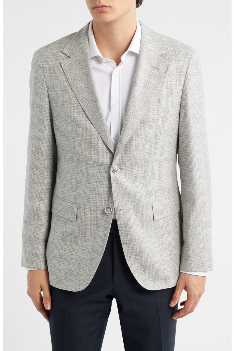 Jeff Regular Fit Grey Mélange Silk & Wool Sport Coat, Main, color, SILVER