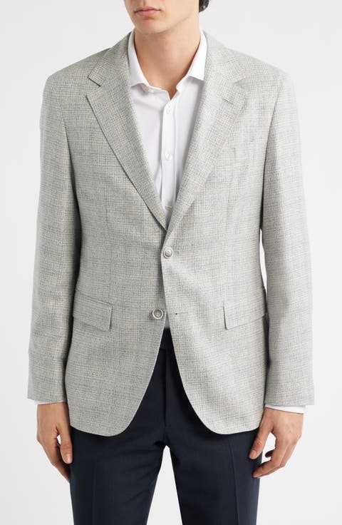 Jeff Regular Fit Grey Mélange Silk & Wool Sport Coat