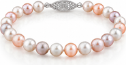 The Pearl Source 7.0-7.5mm Multicolor Freshwater Pearl Bracelet - AAA Quality