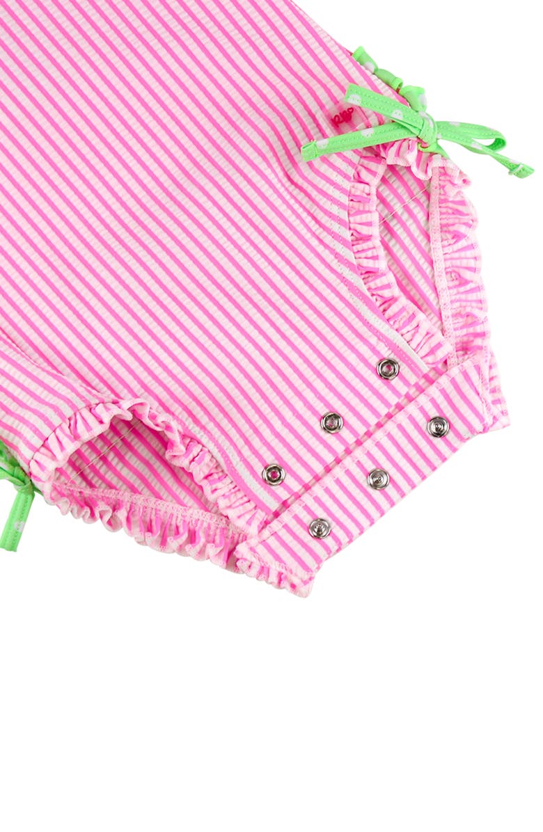 RuffleButts Kids' Seersucker One-Piece Rashguard Swimsuit, Alternate, color, Pink