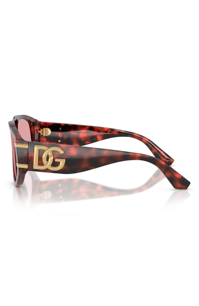Dolce&Gabbana 57mm Pilot Sunglasses, Alternate, color, Red Havana / Light Violet