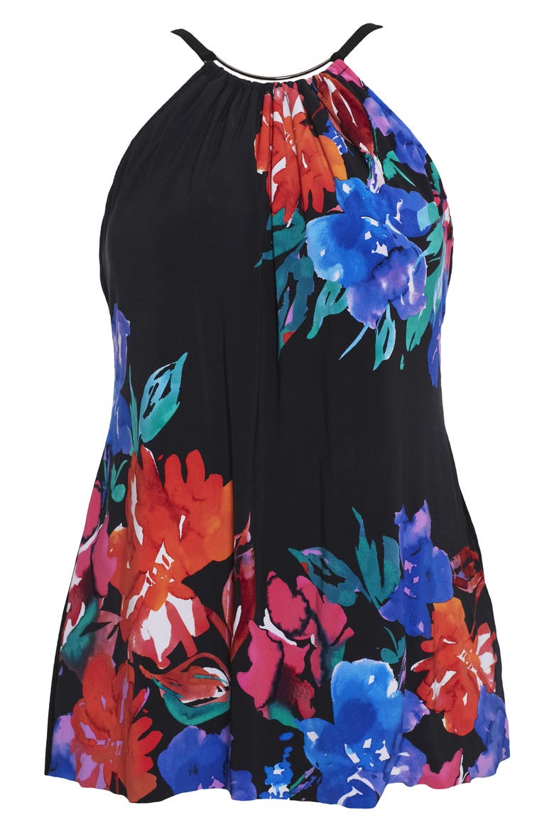 Flower Child Parker Skirted One-Piece Swimsuit, Alternate, color, BLACK/ MULTI