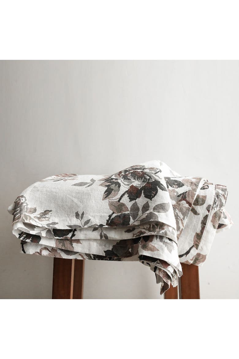 Eggplant and Grey Roses Tablecloth, Alternate, color, Grey