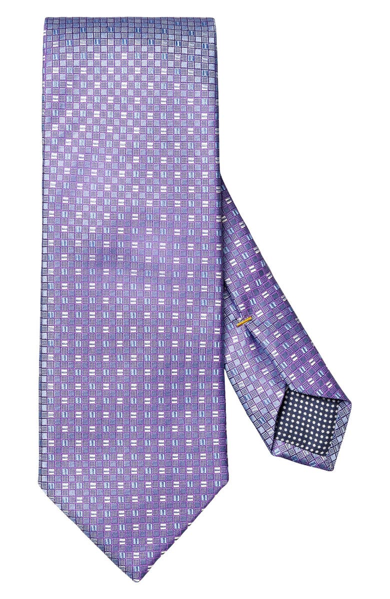 Eton Square Geometric Silk Tie, Main, color, Medium Purple