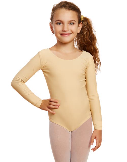 Leveret Girls Long Sleeve Leotard In Yellow