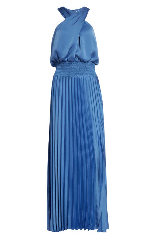 Ramy Brook Arina Pleated Maxi Dress In Blue