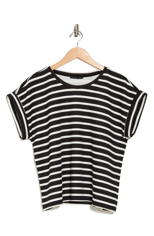 T Tahari Roll Sleeve Scuba Top In Black
