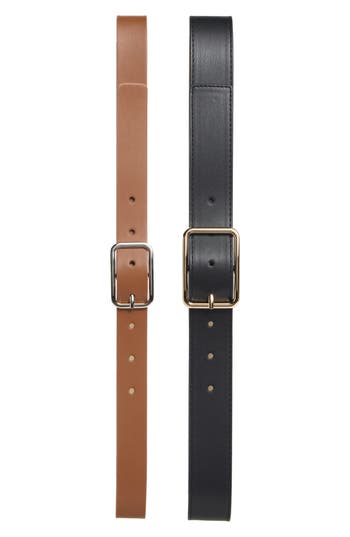 Steve Madden 2-for-1 Assorted Faux Leather Belts In Multi