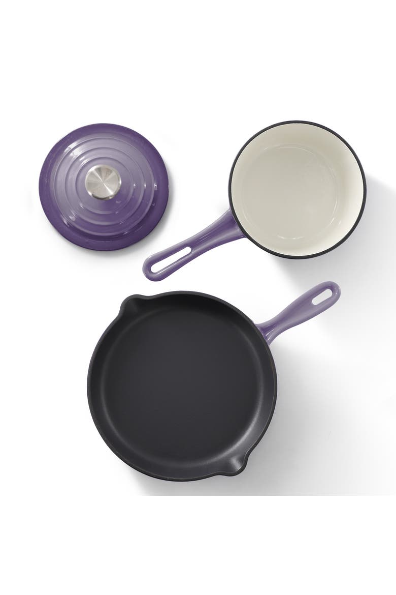 7 Piece Enameled Cast Iron Cookware Set, Alternate, color, Purple