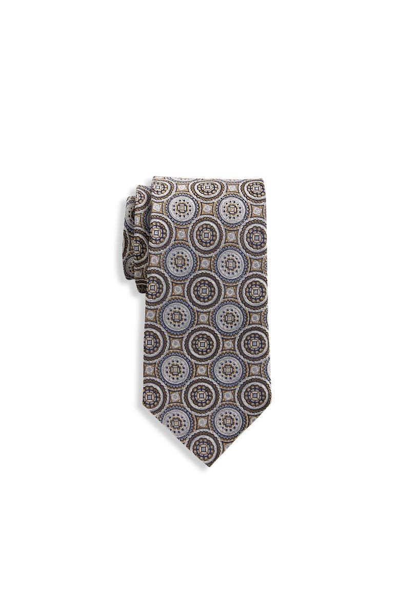 Oak Hill Premium by DXL Big & Tall Circular Medallion Tie, Main, color, Neutral