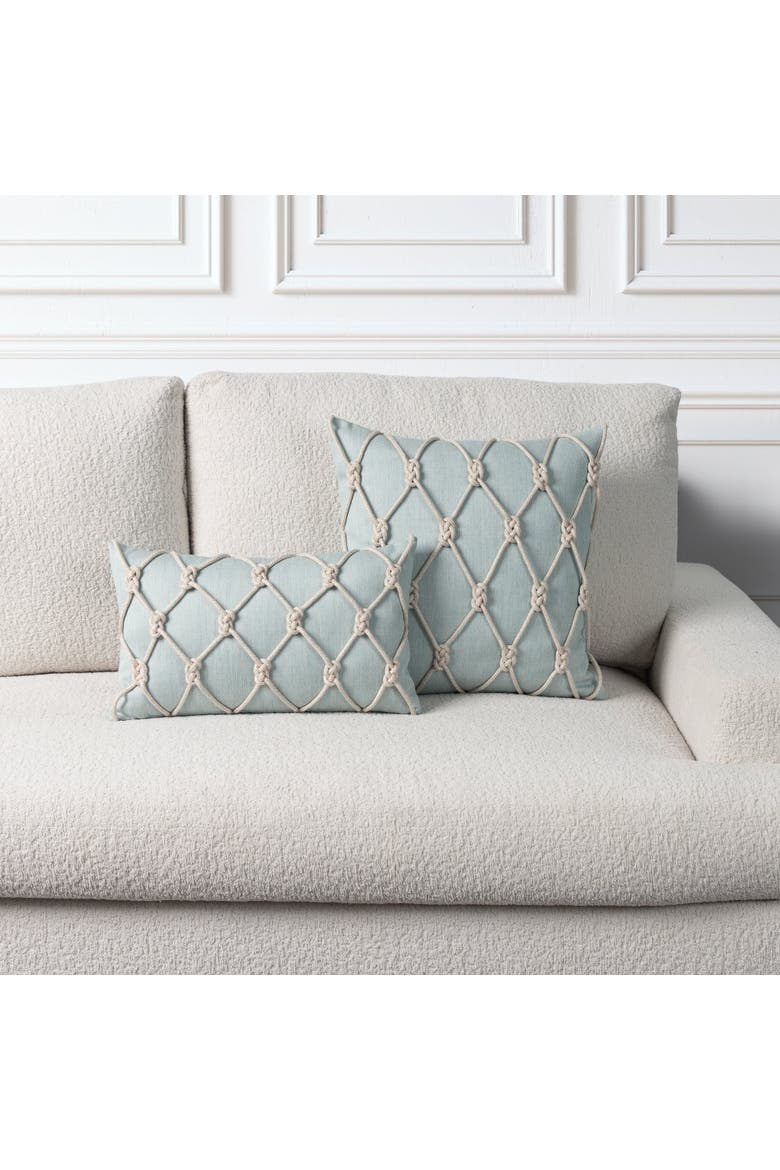Latticework Hand-Knotted Indoor & Outdoor Woven Accent Pillow & Insert, Alternate, color, Opal