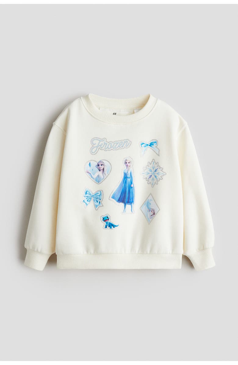 H&M Motif-detail Sweatshirt, Main, color, White/Frozen