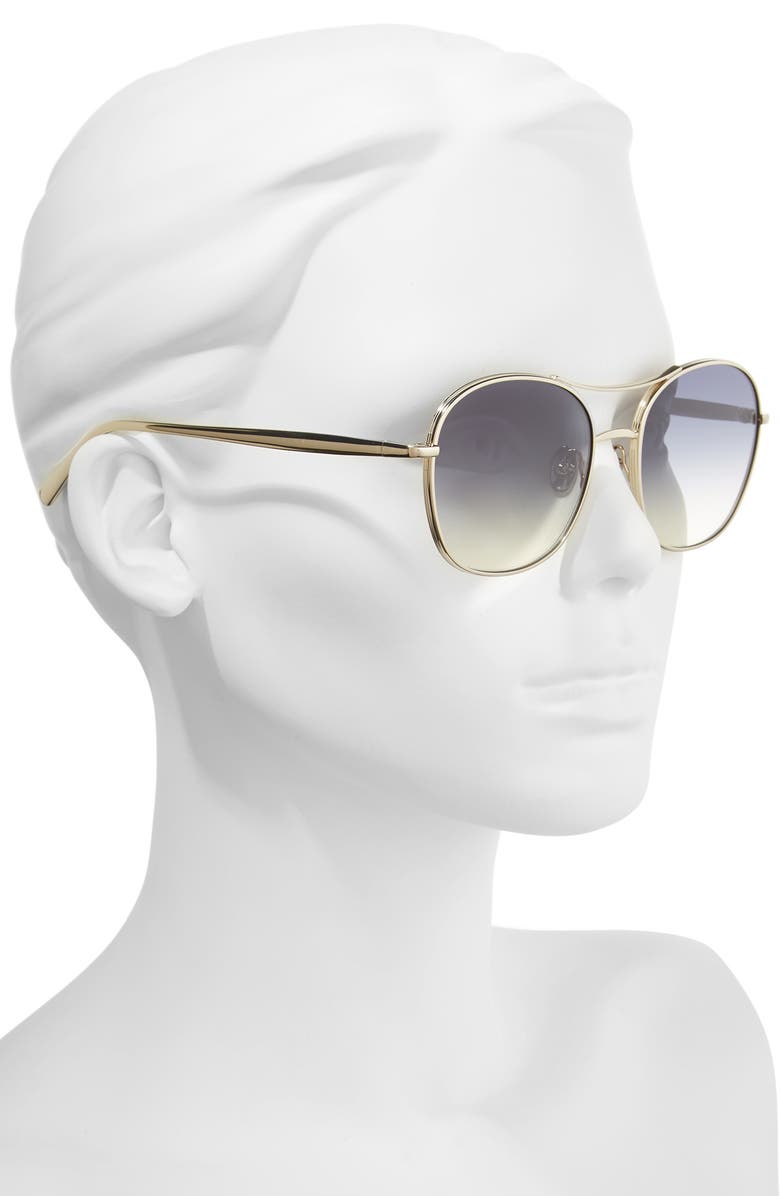 Chloé 54mm Aviator Sunglasses, Alternate, color, 