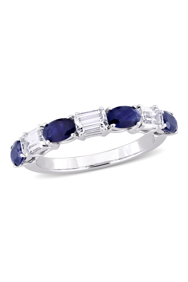 Sapphire & White Sapphire Semi-Eternity Ring 14k, Main, color, Sapphire/White Gold