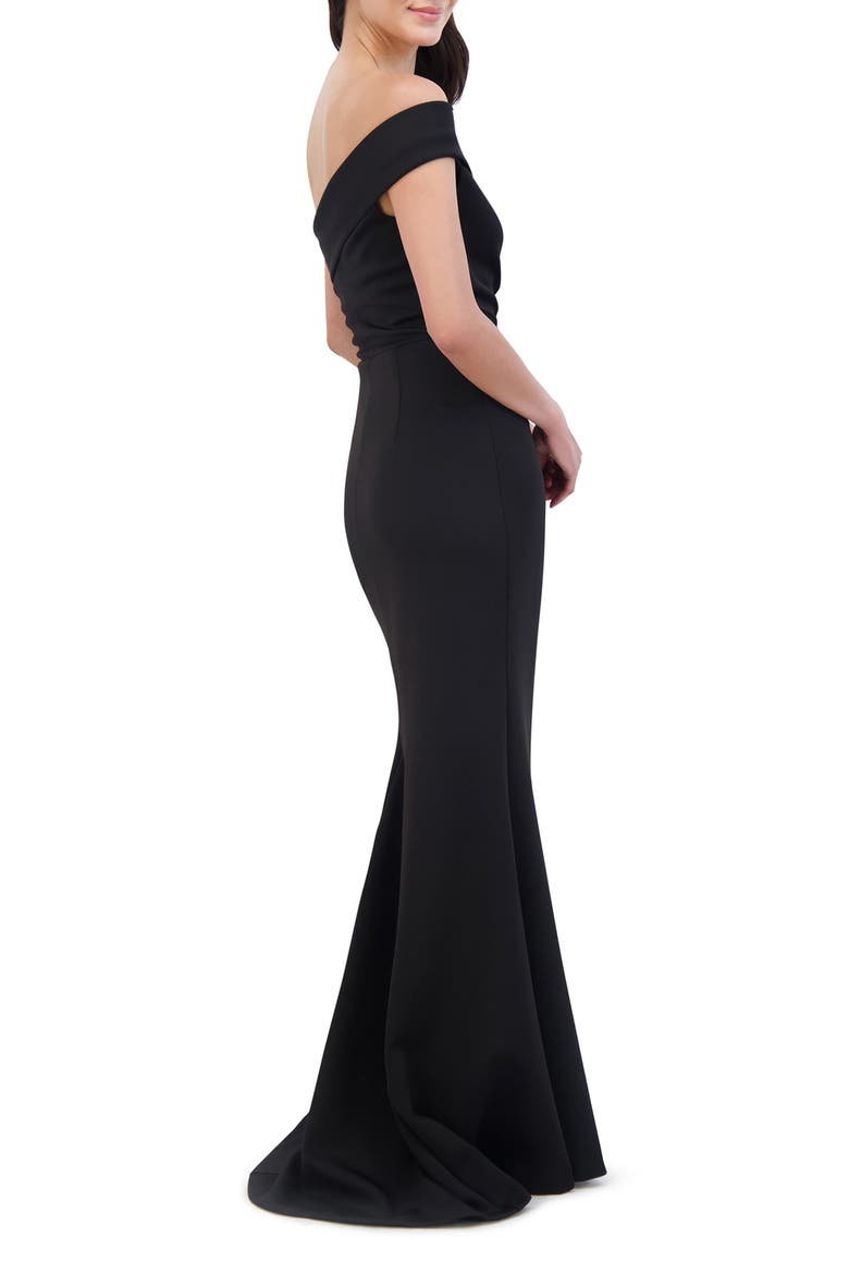 Off the Shoulder Fit & Flare Gown, Alternate, color, BLACK