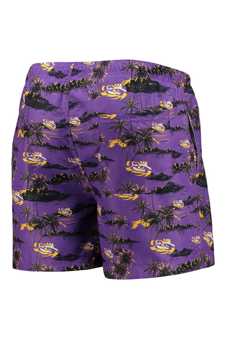 Men's FOCO Purple LSU Tigers Island Palm Swim Trunks, Alternate, color, Purple