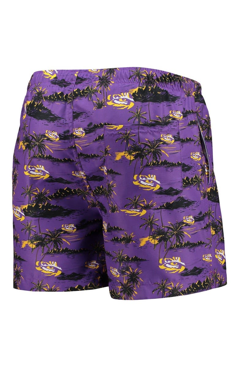 FOCO Men's FOCO Purple LSU Tigers Island Palm Swim Trunks, Alternate, color,