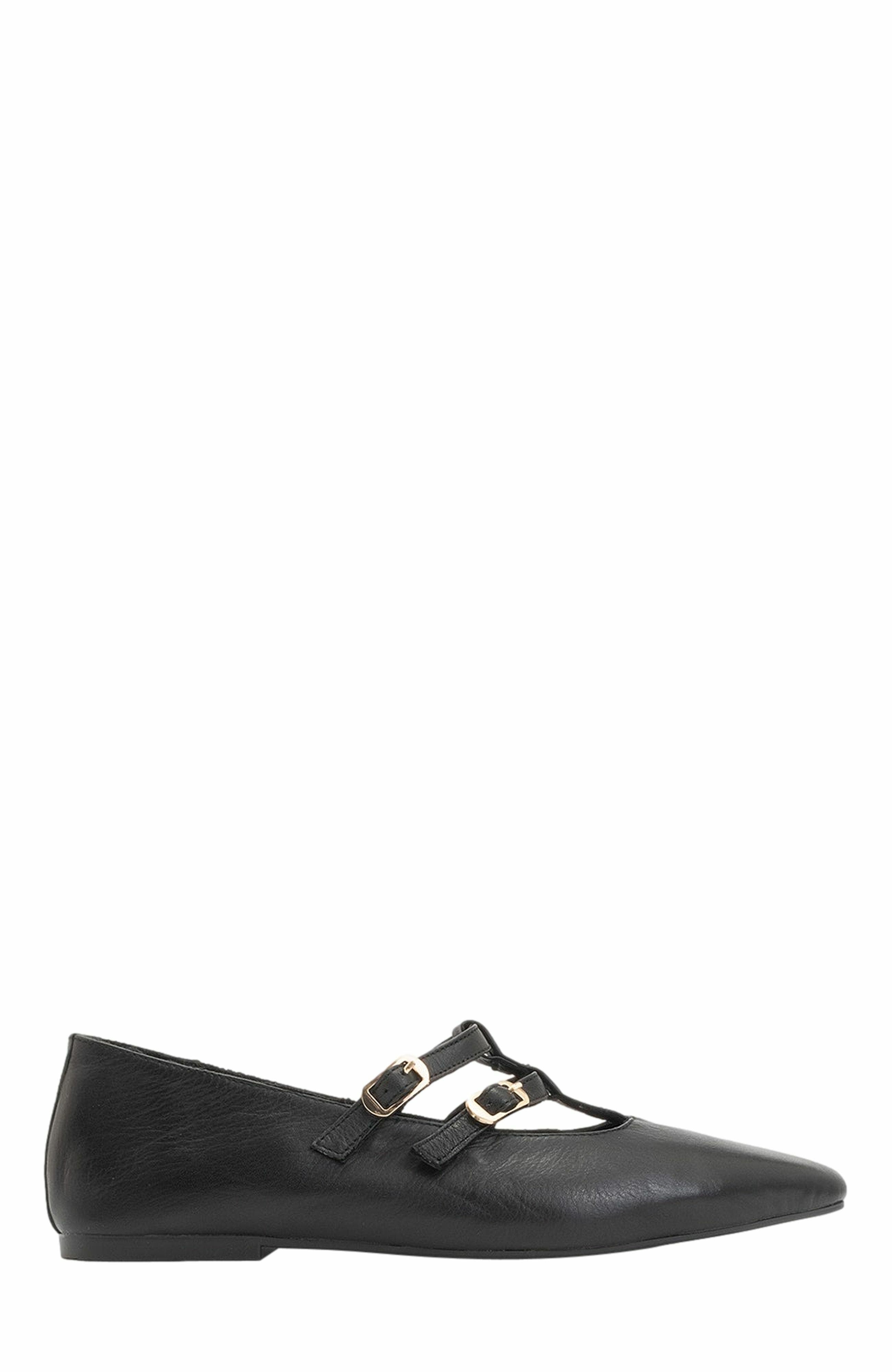 Forever & Always Shoes Starling Leather Mary Jane Flats, Alternate, color, Black Leather