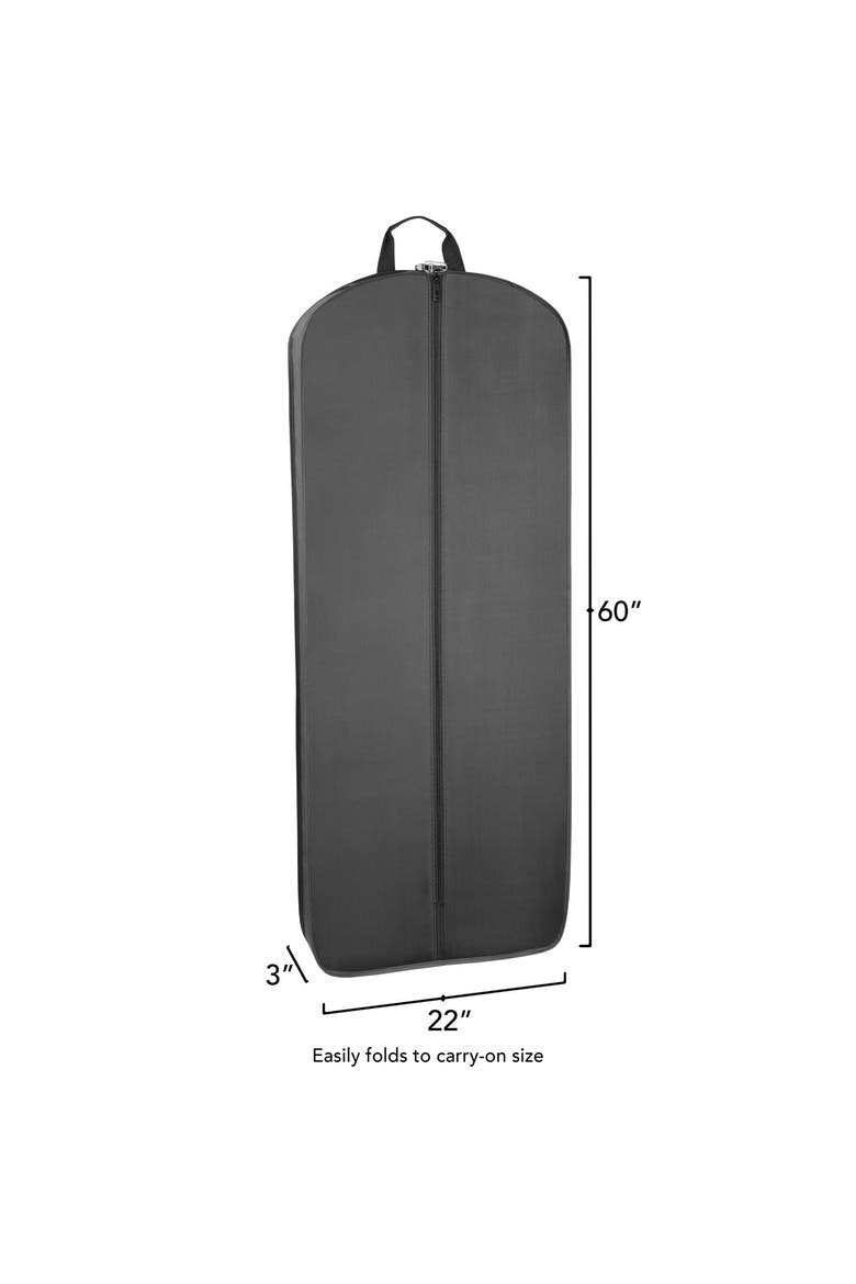 60" Premium Tri-Fold Travel Garment Bag with exterior pocket, Alternate, color, Black