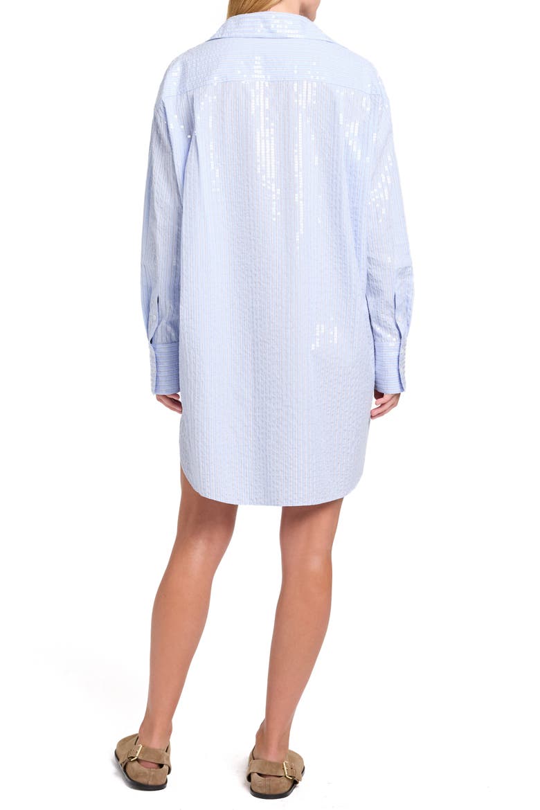 Big Joe Oversize Sequin Cotton Shirtdress, Alternate, color, BLUE / MIDNIGHT