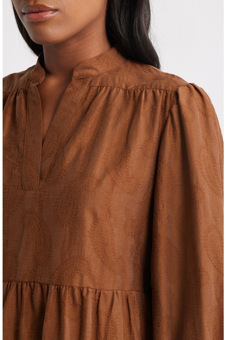 Sarrasin Long Sleeve Tiered Dress, Alternate, color, MARRON GLACE