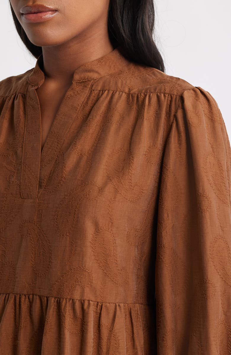 FRNCH Sarrasin Long Sleeve Tiered Dress, Alternate, color, Marron Glace