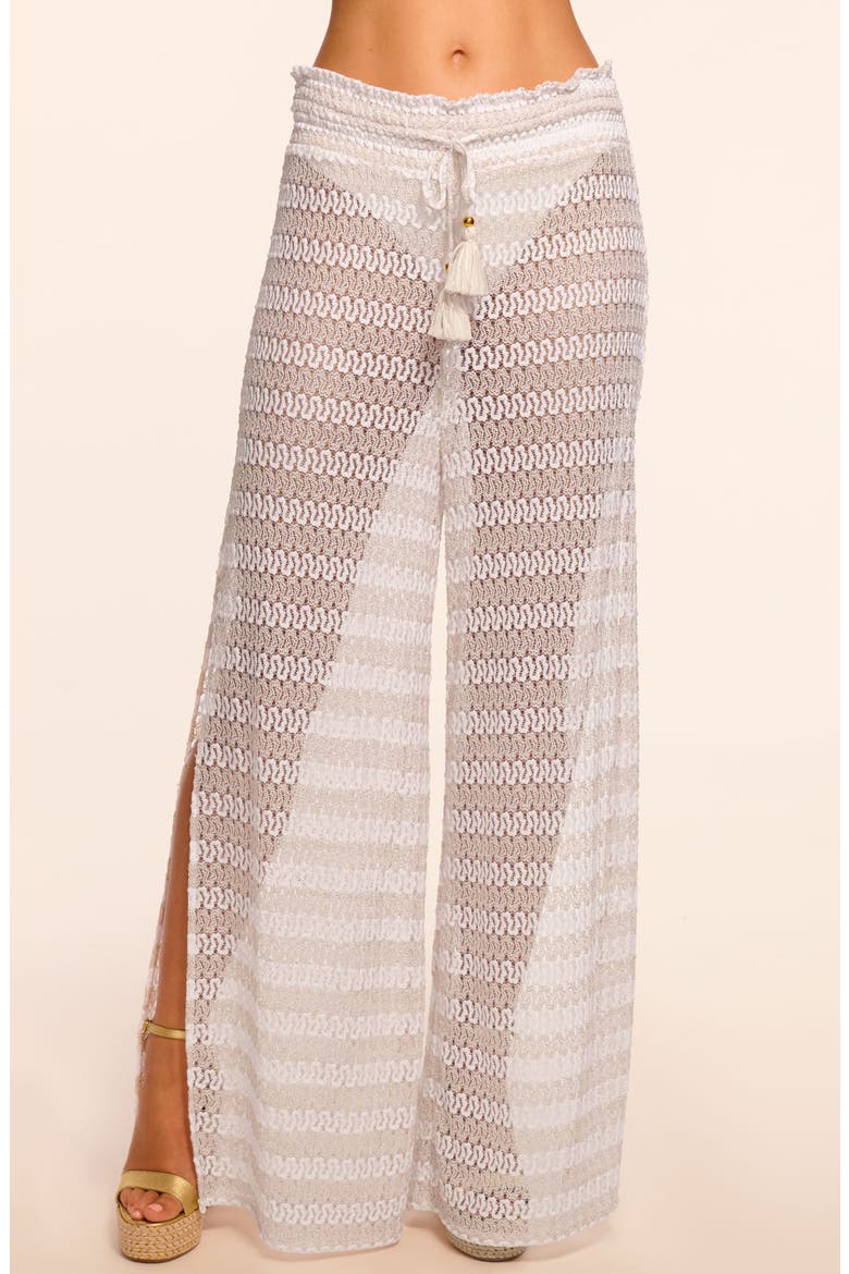 Glora Swirl Wide Leg Cover-Up Pants, Alternate, color, WHITE METALLIC ZIGZAG