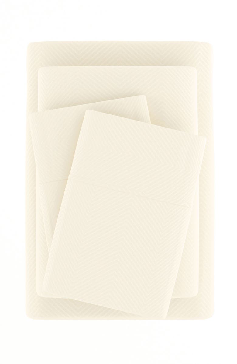 HOMESPUN Premium Chevron Embossed Sheet Set, Main, color, Ivory
