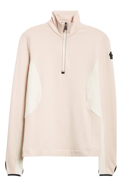 Moncler Grenoble Colorblock Long Sleeve Quarter Zip Ski Top In Pink