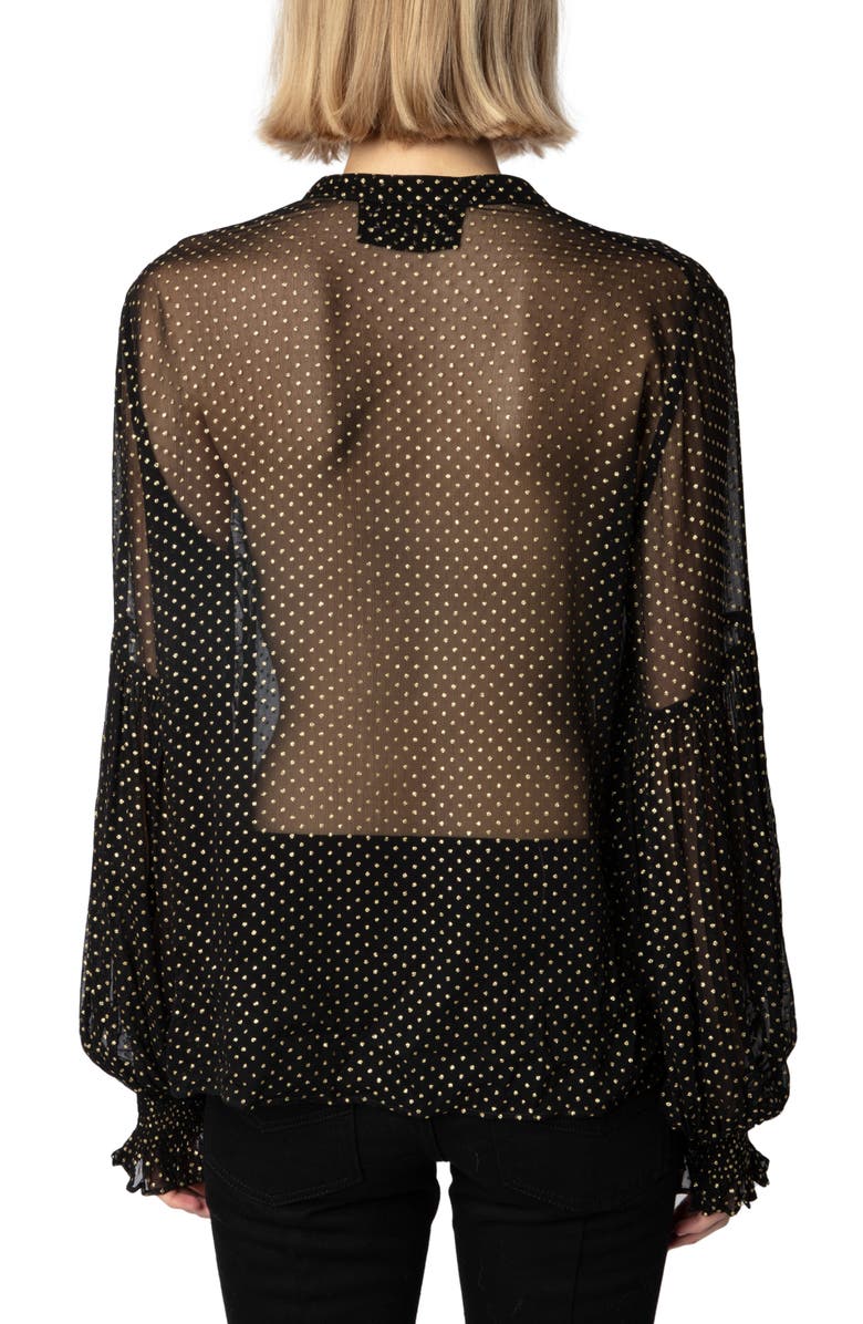 Zadig & Voltaire Tandy Sheer Sequin Button-Up Shirt, Alternate, color, Noir