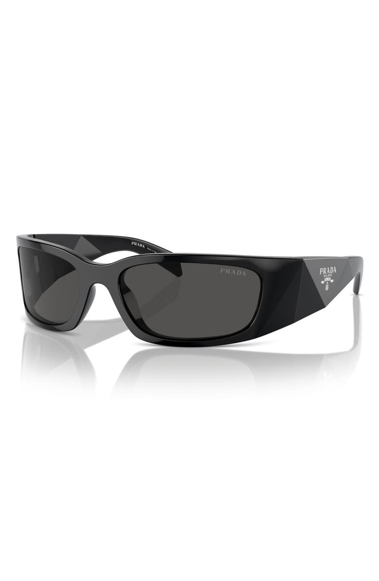 Prada 60mm Butterfly Polarized Sunglasses, Alternate, color, Black