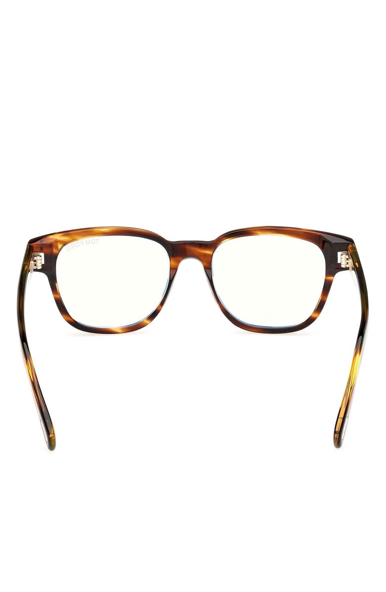 TOM FORD 50mm Square Blue Light Blocking Glasses, Alternate, color, Striped Brown / Light Havana