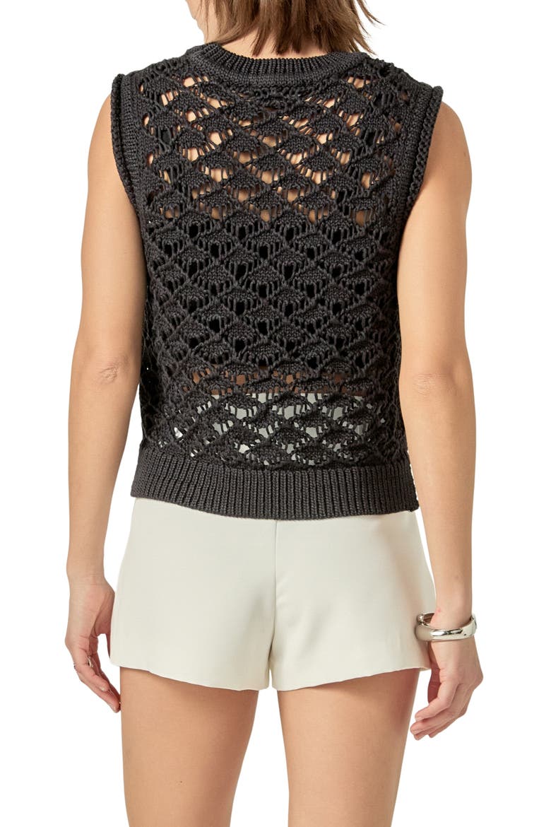 Open Knit Sleeveless Sweater, Alternate, color, BLACK