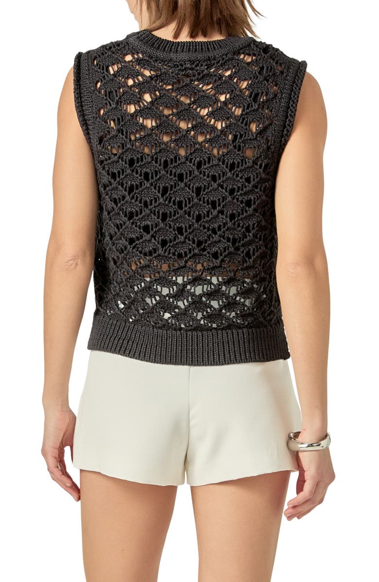 English Factory Open Knit Sleeveless Sweater, Alternate, color, Black