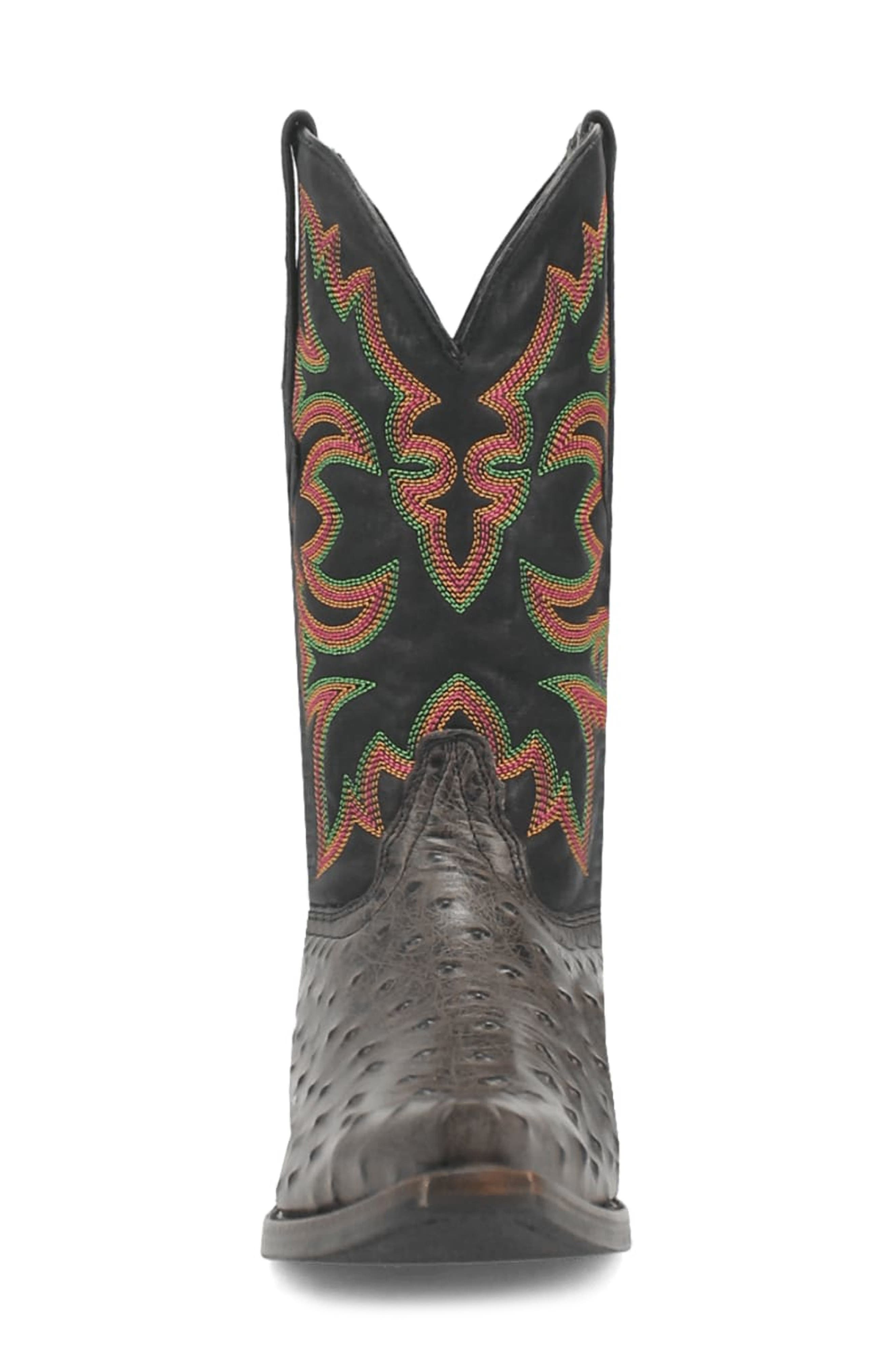 Dingo Outlaw Ostrich Embossed Cowboy Boot, Alternate, color, 