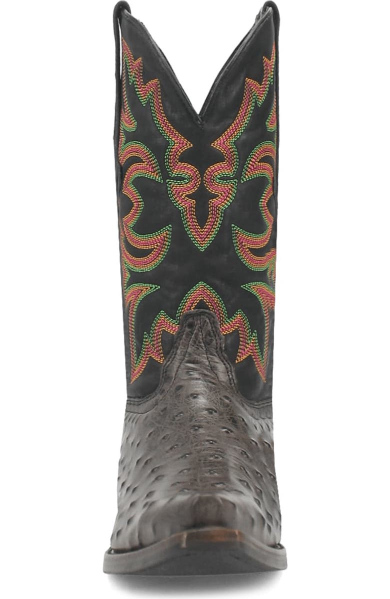 Dingo Outlaw Ostrich Embossed Cowboy Boot, Alternate, color, Black
