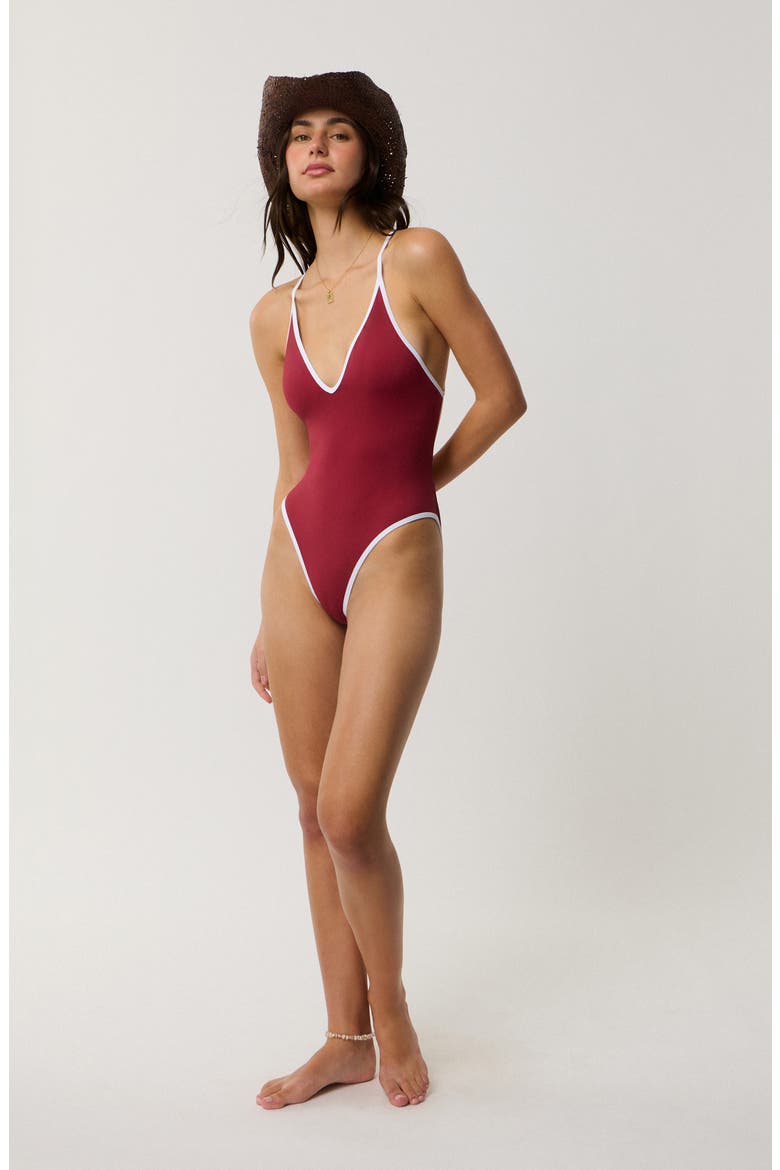 Classic Surf One-Piece Swimsuit, Alternate, color, PLUM