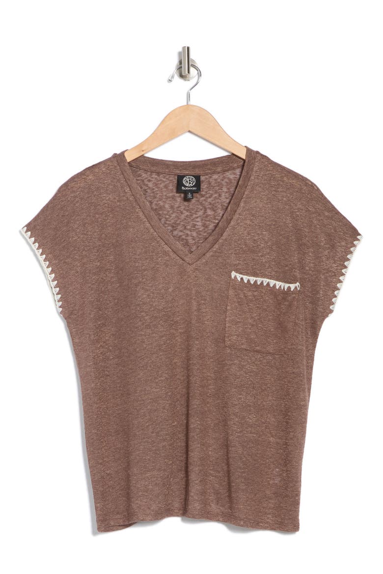 Whipstitch Pocket T-Shirt, Alternate, color, COFFEE / NATURAL