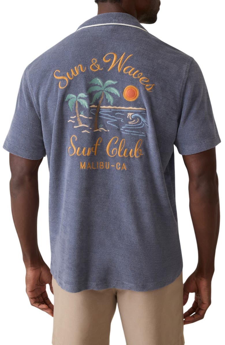 Faherty Cabala Towel Terry Camp Shirt, Alternate, color, Malibu