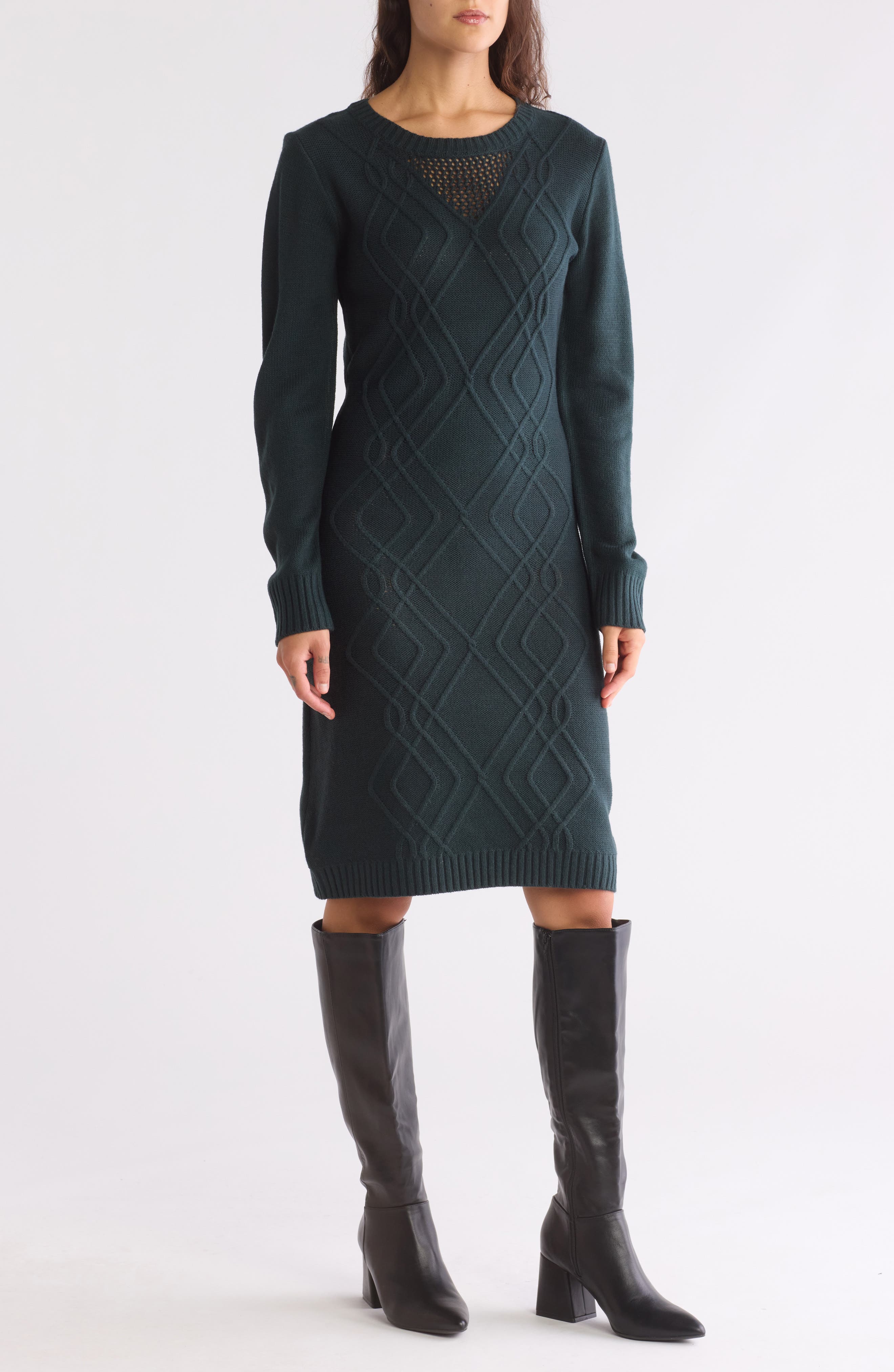 Connected Apparel Long Sleeve Sweater Dress