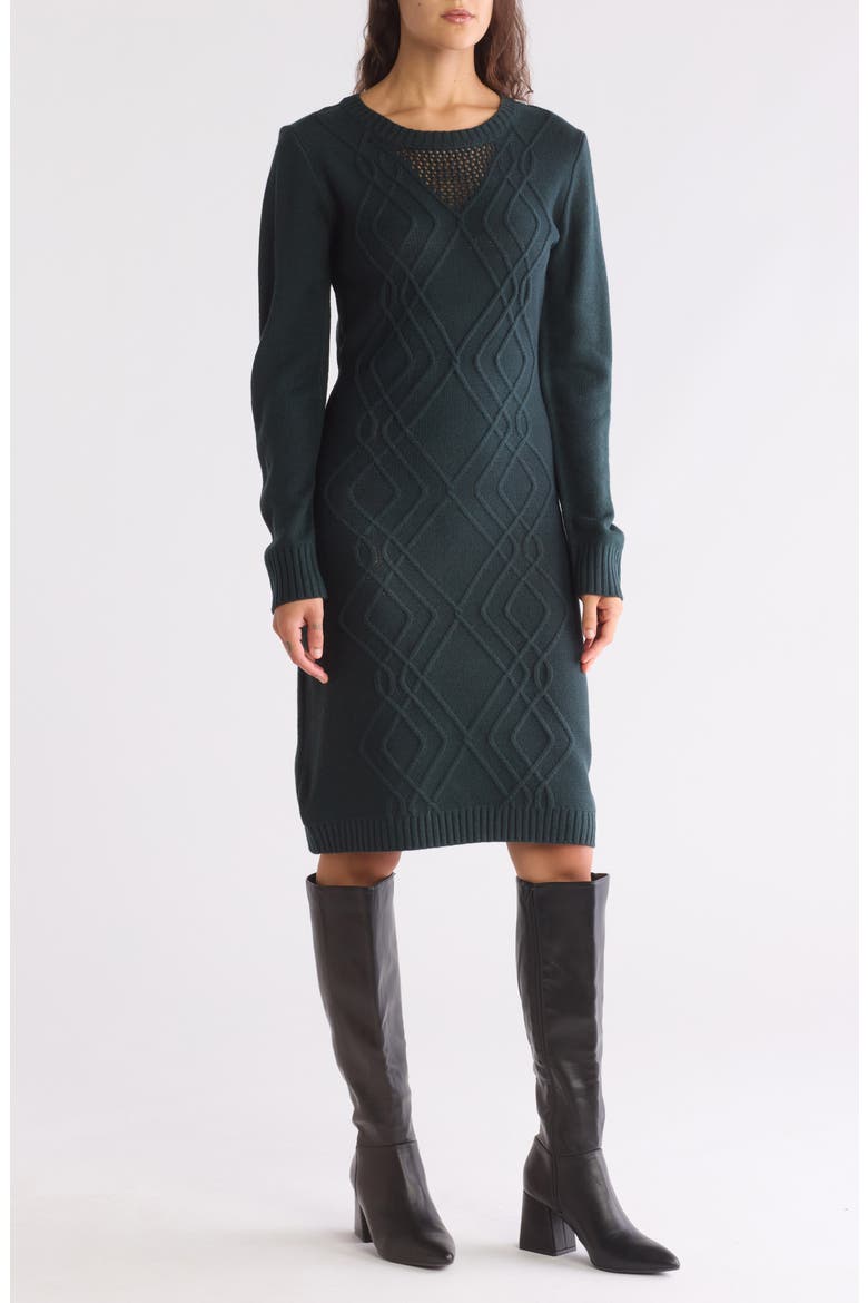 Long Sleeve Sweater Dress, Main, color, HUNTER GRE