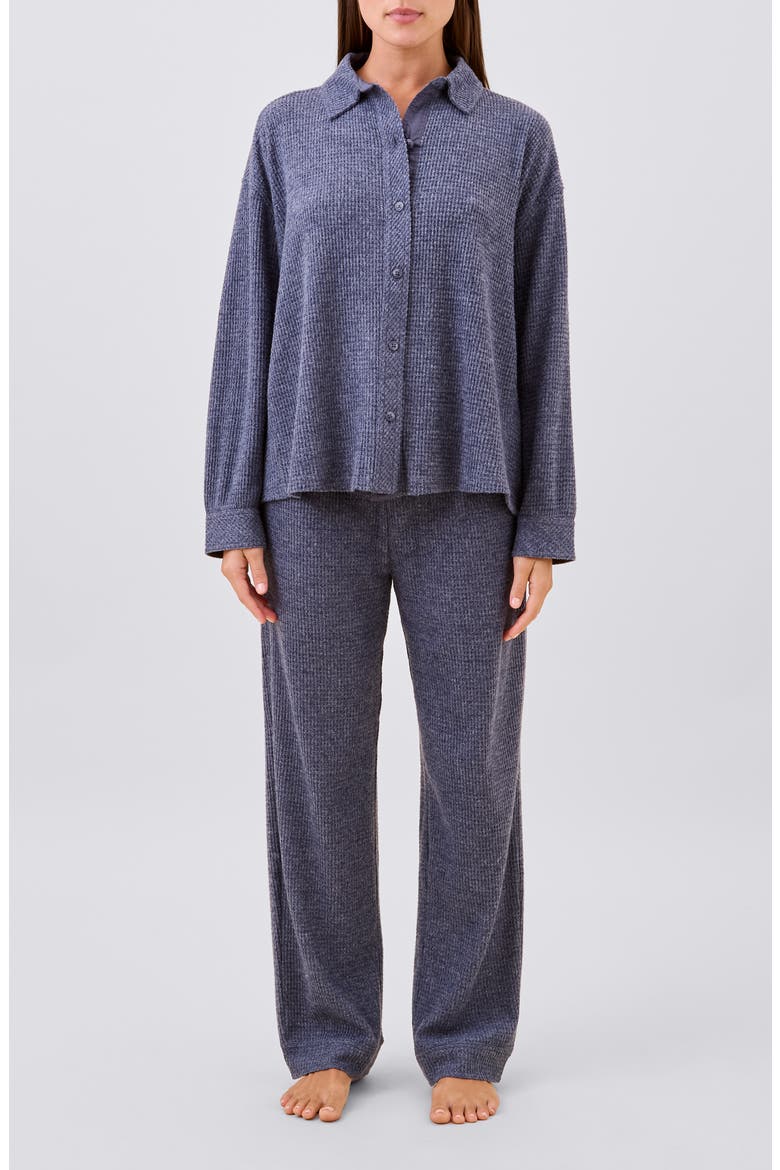 Super Soft Waffle Knit Pajamas, Main, color, STEEL BLUE