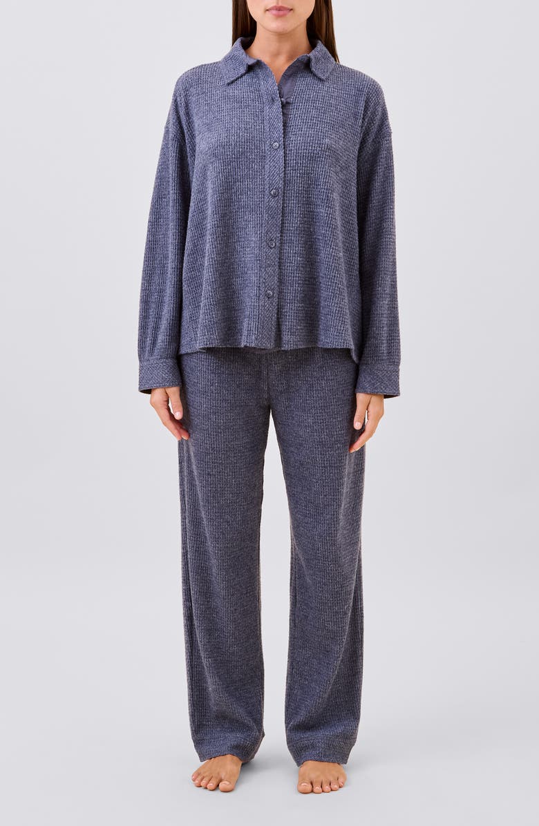 Papinelle Super Soft Waffle Knit Pajamas, Main, color, Steel Blue