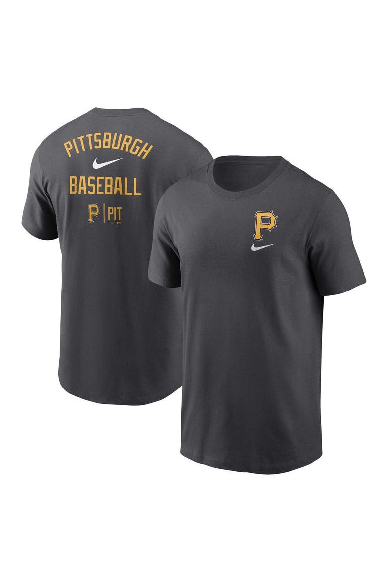 Men's Nike Charcoal Pittsburgh Pirates Logo Sketch Bar T-Shirt, Main, color, Charcoal